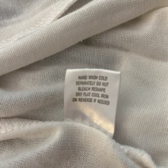 Studio Y  Size XL. White Knit Cardigan with Satin Tie Asymmetrical - Picture 7 of 9